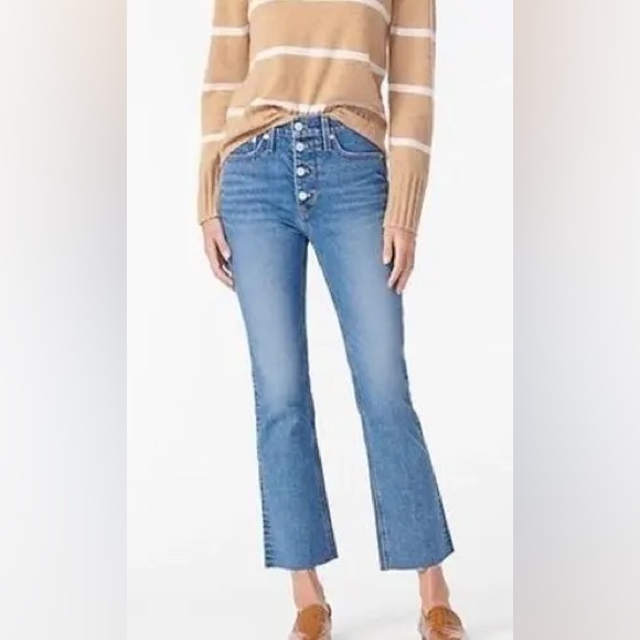 J. Crew Denim - J.Crew Billie Demi Boot Crop Jeans 9” High Rise Button Fly Raw Hem 28